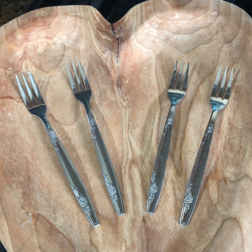 Set of 6 Vintage Imperial IIC Stainless Korea Cocktail / Seafood / Pastry Forks